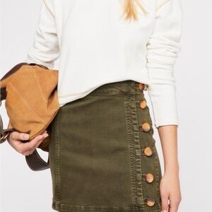 Free people Olive Button-Accent Skirt